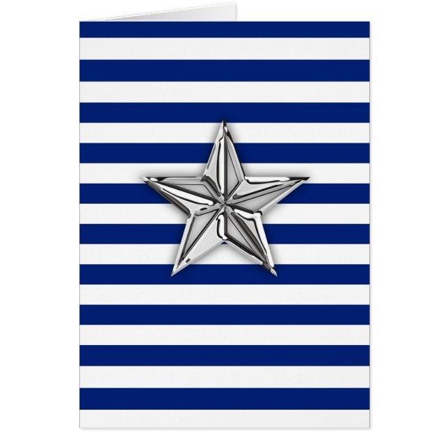 Nautical Silver Star on Stripes Cards (Front)