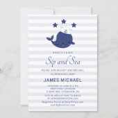 Nautical Sip And See Blue Whale Baby Shower Invitation (Front)