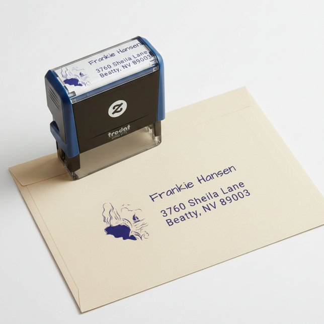Nautical Siren and Sailboat Return Address Stamp (Siren and sailboat return address stamp.)