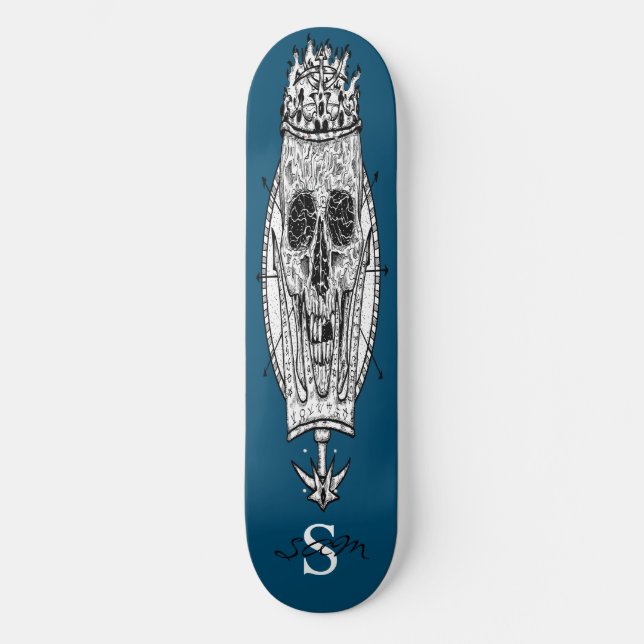 Nautical Skeleton Nautical King Skateboard (Front)
