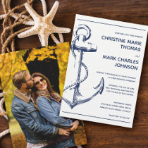 Nautical Sketch Anchor Photo Wedding Invitation