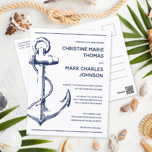 Nautical Sketch Anchor Wedding Invite