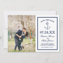 Nautical Sketch Anchor White Navy Photo Save The Date
