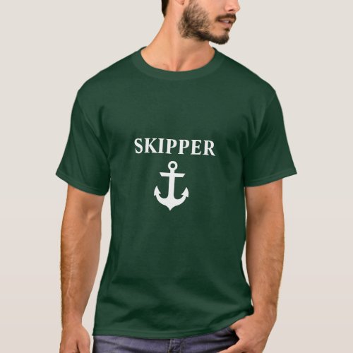 Nautical Skipper Anchor Green T_Shirt