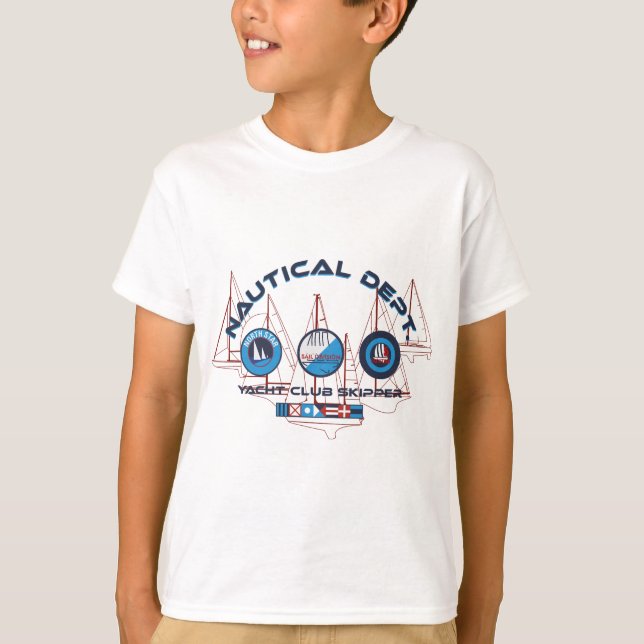 Nautical Skipper Badge Design – Sailing Club T-Shirt (Front)