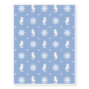 Nautical sky blue pattern temporary tattoos
