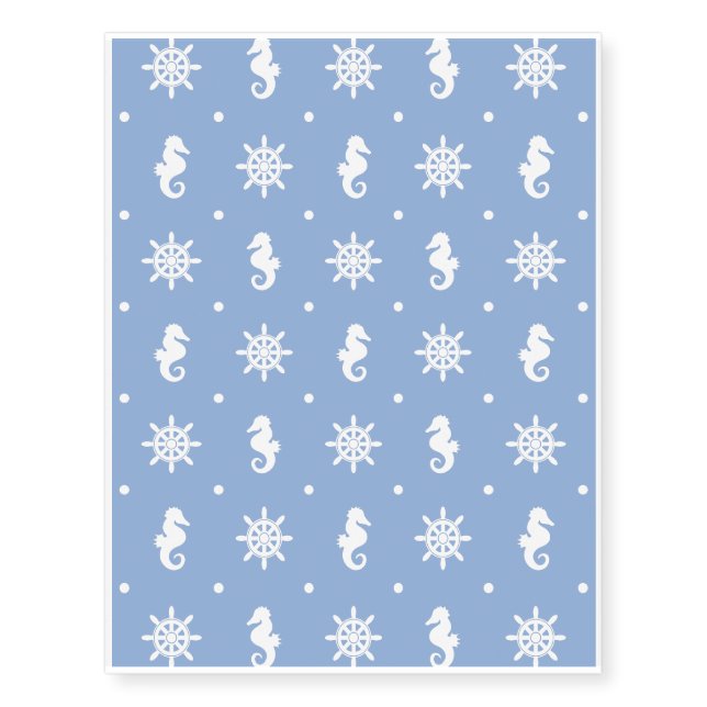 Nautical sky blue pattern temporary tattoos (Front)