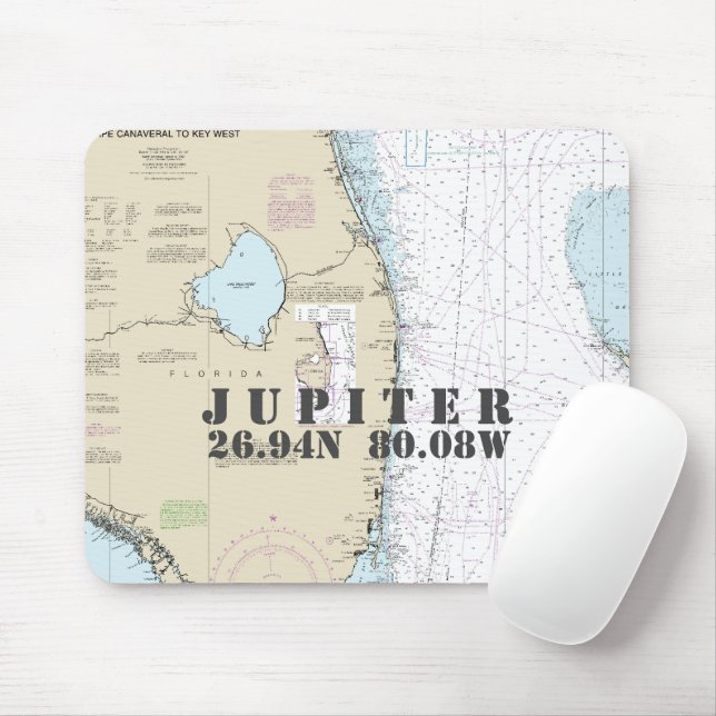 Nautical South Florida Latitude Longitude Mouse Pad (With Mouse)