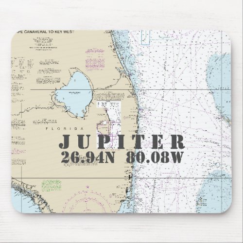 Nautical South Florida Latitude Longitude Mouse Pad