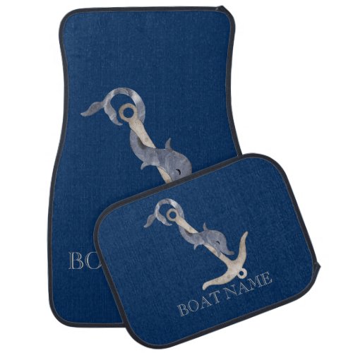 Nautical Spirit Anchor Dolphin Navy Blue  Car Floor Mat