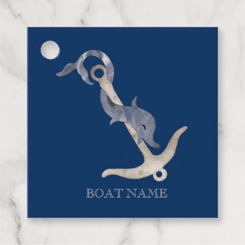 Nautical Spirit Anchor Dolphin Navy Blue   Favor Tags