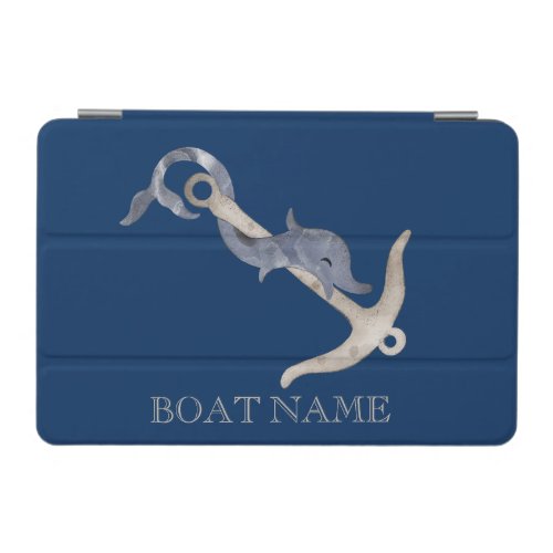 Nautical Spirit Anchor Dolphin Navy Blue  iPad Mini Cover