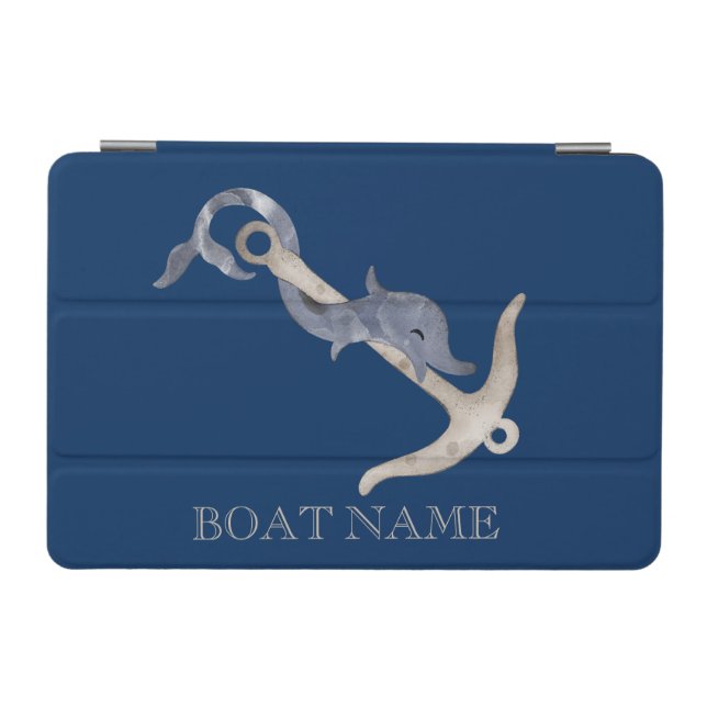 Nautical Spirit Anchor Dolphin Navy Blue  iPad Mini Cover (Horizontal)