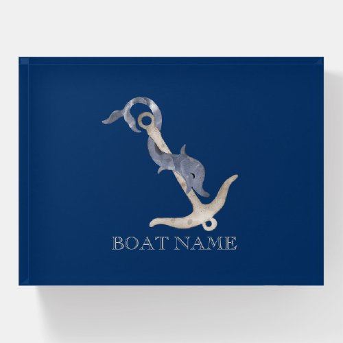 Nautical Spirit Anchor Dolphin Navy Blue Paperweight