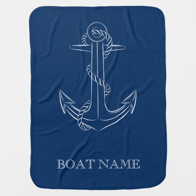 Nautical Spirit Anchor Navy Blue   Baby Blanket (Front)
