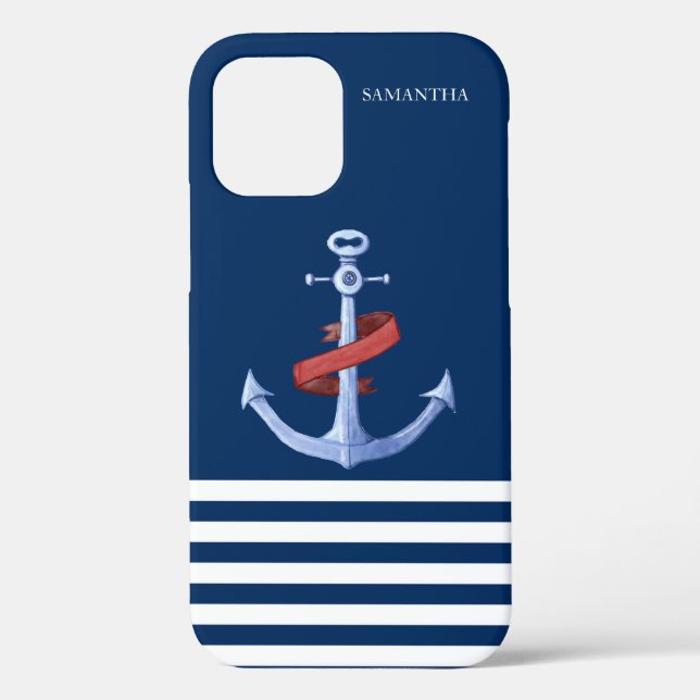 Nautical Spirit Anchor, Navy Blue Case-Mate iPhone Case (Back)