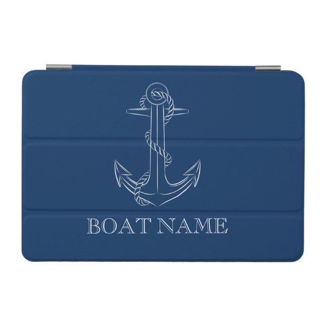Nautical Spirit Anchor Navy Blue  iPad Mini Cover (Horizontal)