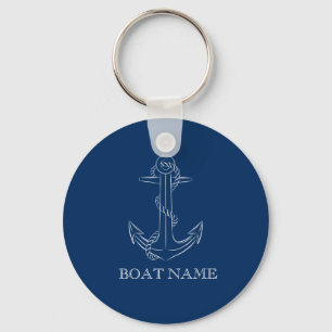 Nautical Spirit Anchor Navy Blue Keychain