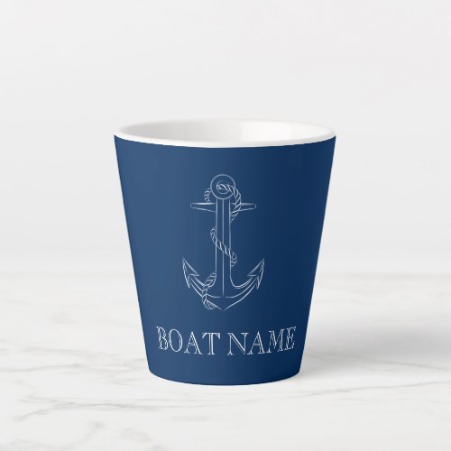 Nautical Spirit Anchor Navy Blue   Latte Mug