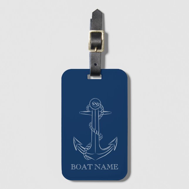 Nautical Spirit Anchor Navy Blue   Luggage Tag (Front Vertical)