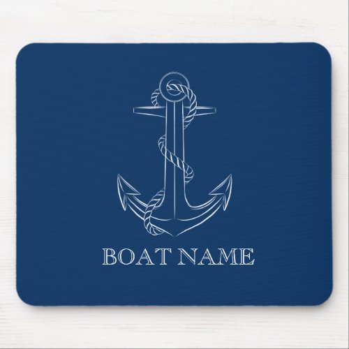 Nautical Spirit Anchor Navy Blue   Mouse Pad