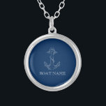 Nautical Spirit Anchor Navy Blue   Silver Plated Necklace<br><div class="desc">This image features an anchor on a navy blue background.</div>