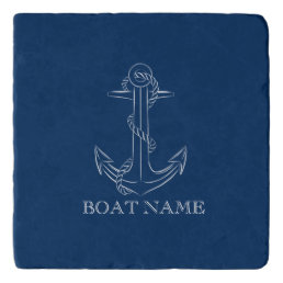 Nautical Spirit Anchor Navy Blue     Trivet