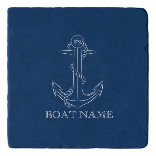 Nautical Spirit Anchor Navy Blue     Trivet