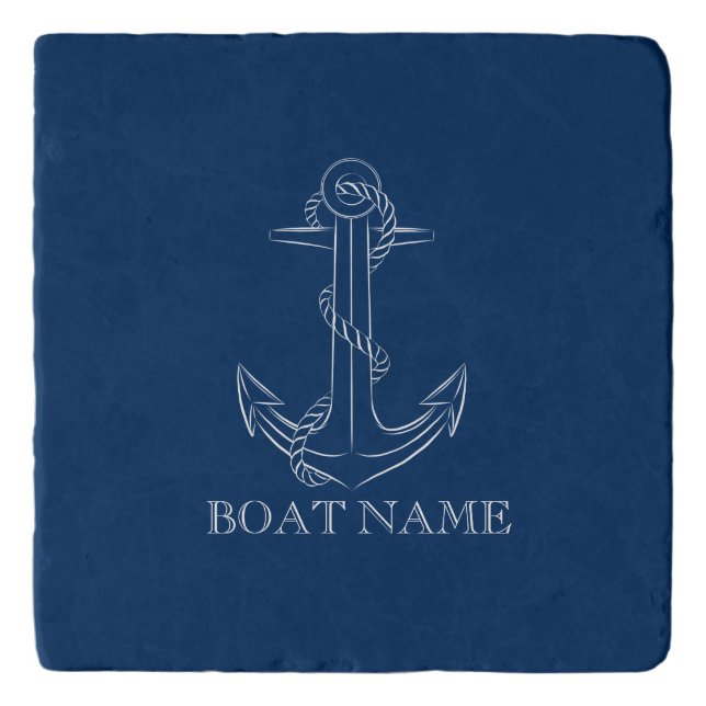 Nautical Spirit Anchor Navy Blue     Trivet (Front)