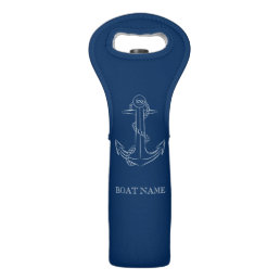 Nautical Spirit Anchor Navy Blue  Wine Bag