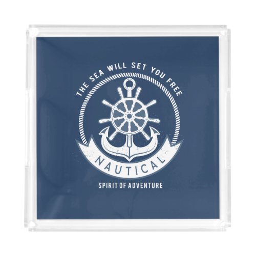 Nautical Spirit AnchorWheel Navy Blue Acrylic Tray