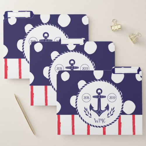 Nautical Spotted And Striped File Folder
