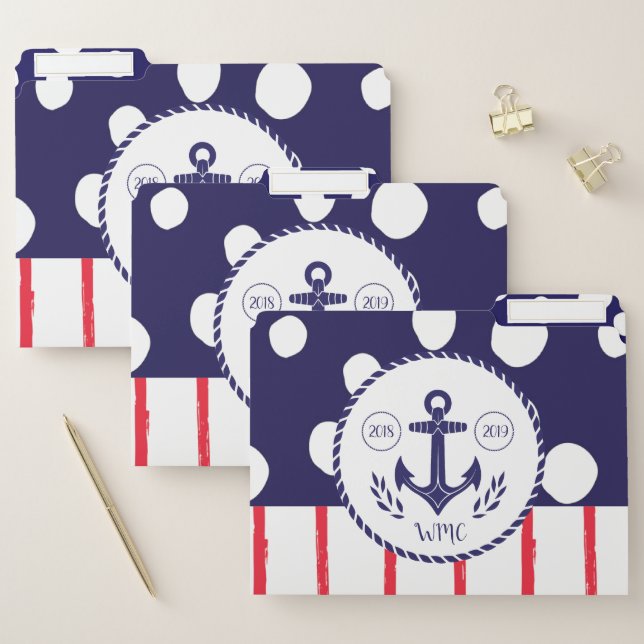 Nautical Spotted And Striped File Folder (Set)
