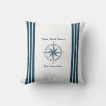 Nautical Star And Stripe Custom Boat Name Pillow