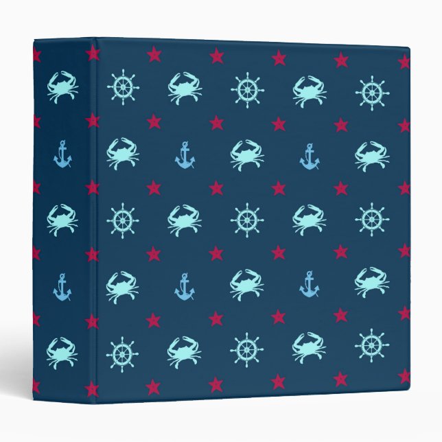 Nautical Star Pattern 3 Ring Binder (Front/Spine)