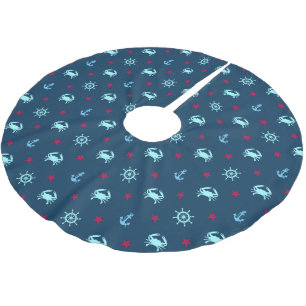 Nautical Star Pattern Brushed Polyester Tree Skirt