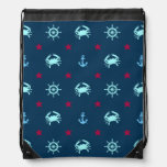 Nautical Star Pattern Drawstring Bag