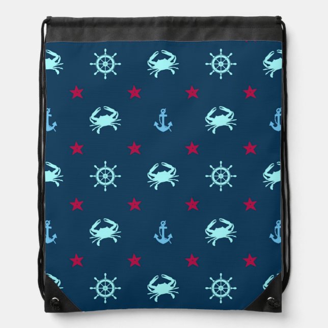 Nautical Star Pattern Drawstring Bag (Front)