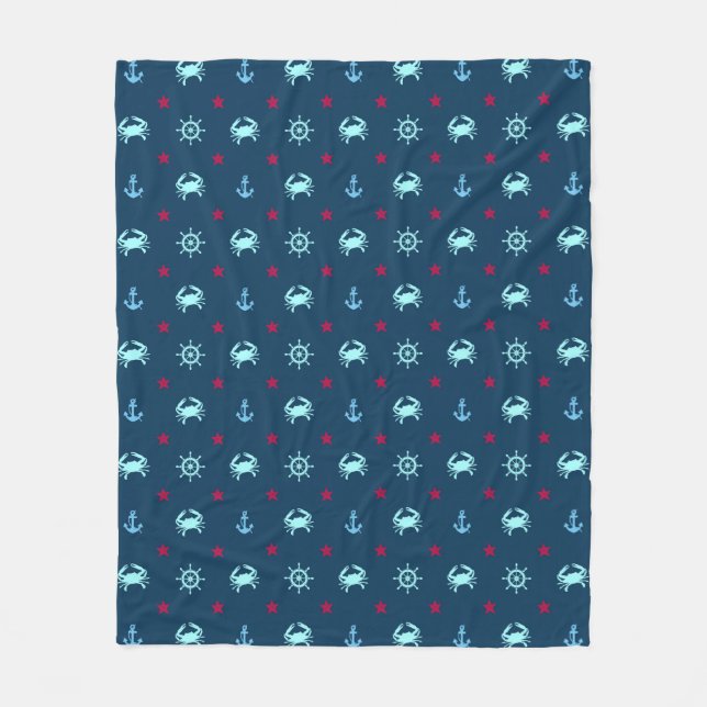 Nautical Star Pattern Fleece Blanket (Front)