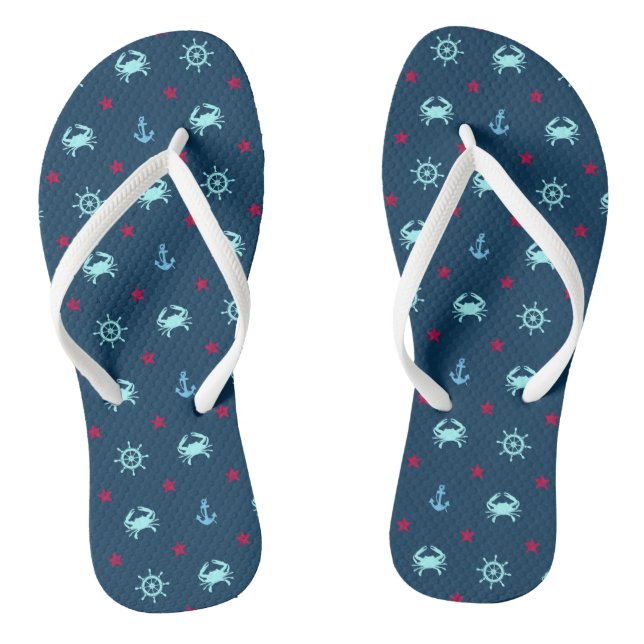 Nautical Star Pattern Flip Flops (Footbed)