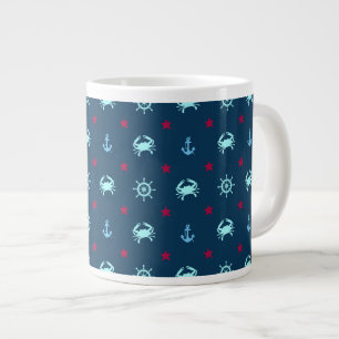 Nautical Star Pattern Giant Coffee Mug