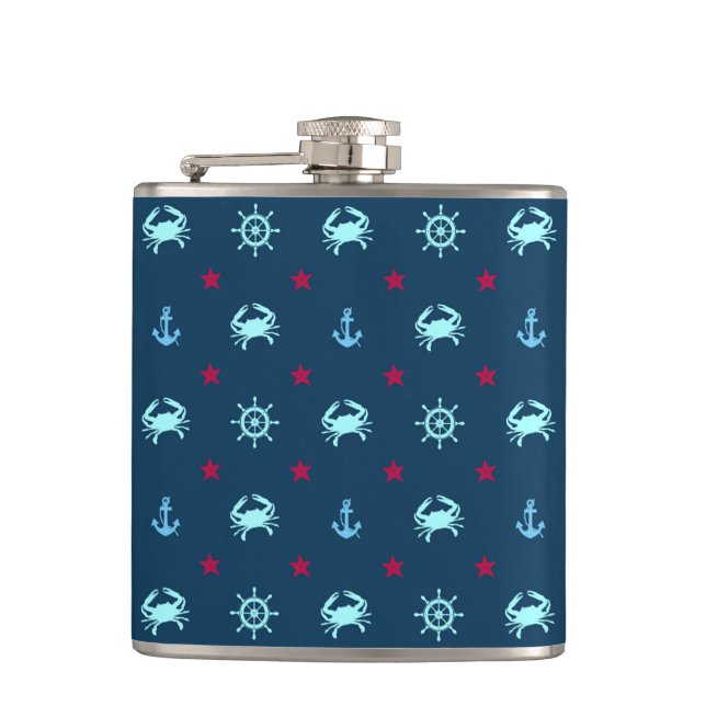 Nautical Star Pattern Hip Flask (Front)