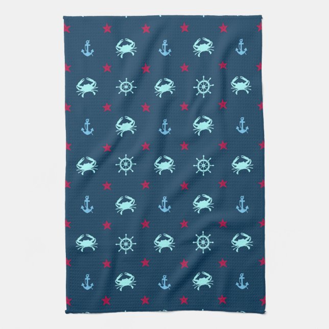 Nautical Star Pattern Kitchen Towel (Vertical)