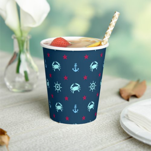 Nautical Star Pattern Paper Cups