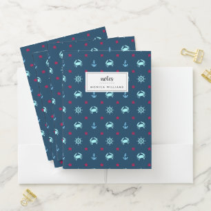 Nautical Star Pattern Pocket Folder