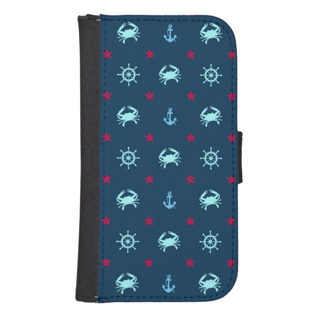 Nautical Star Pattern Samsung Galaxy Wallet Case (Front)