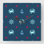 Nautical Star Pattern Square Wall Clock