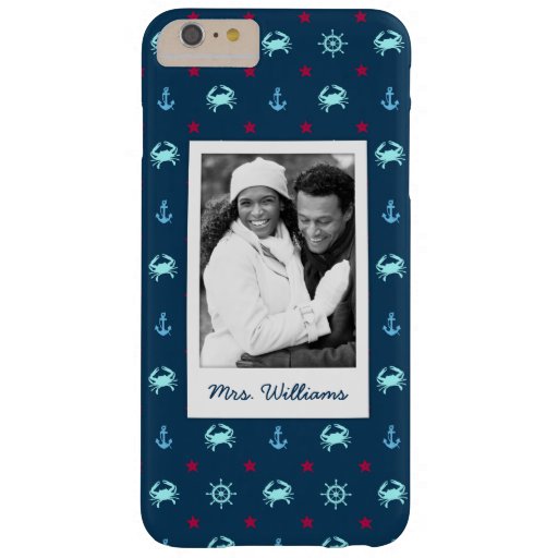 Nautical Star Pattern | Your Photo & Name Barely There iPhone 6 Plus Case