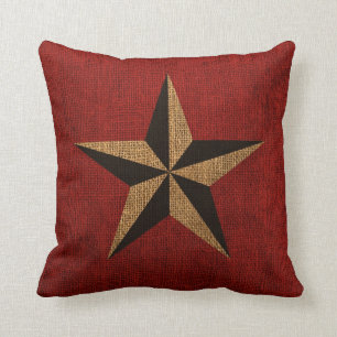 Nautical Star Rustic Red Throw Pillow