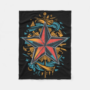 Nautical Star Tattoo Marine Symbol Nautical Comp Fleece Blanket